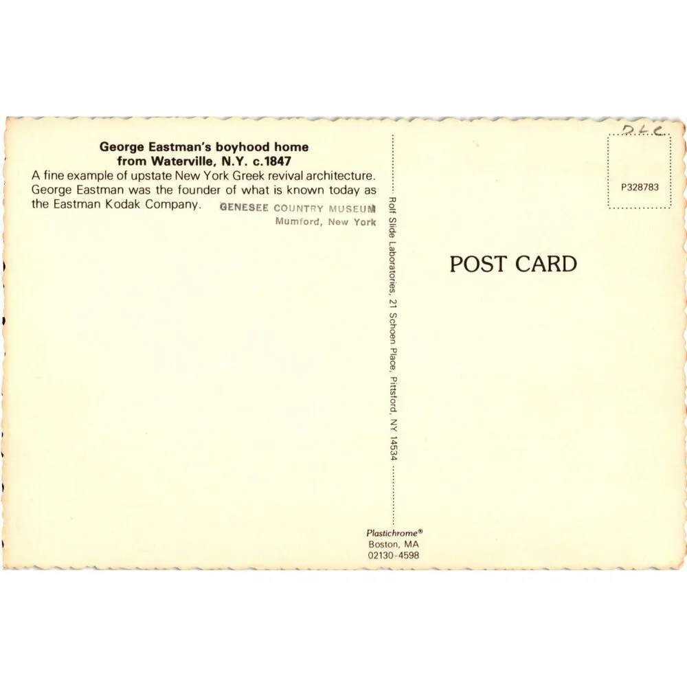 Vintage George Eastman Boyhood Home Postcard Greek Revival Architecture